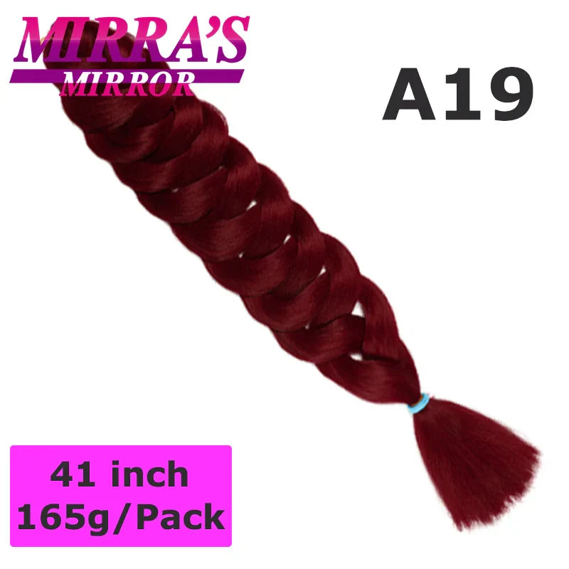 Mirra's Mirror 5 Packs Long Braiding Hair 82 Inch Jumbo Braid Hair Extensions Pure White Yellow Red Blue Synthetic Hair For Bulk