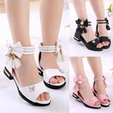 Kids Bow Sandals Children Girls Summer Cute Sandals Beach Sandals 2021 Princess Fashion High Heels Tassel School Shoes