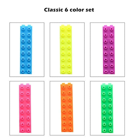 6pcs Mini Block Color Highlighter Pen Building Toy Drawing Marker Liner Pens Kid Gift Highlight Office School Supplies F201