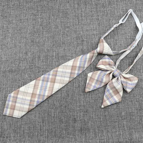 Hand-Made Necktie Bowtie Set High Quality Boy Girl School Suit Shirts Student Butterfly Striped Plaid 100%Cotton Accessory Trend