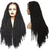 SOKU Braided Wig Middle part Lace Wig With Faux Locs Crochet Braid Hair 26 Inch Long Dreadlock Ombre Brown Synthetic Braids Wigs