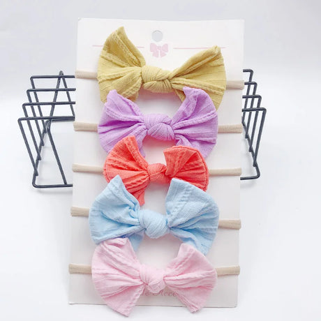 5pcs/Set Bowknot Elastic Hairband Baby Princess Christmas Day Gifts For Children Kids Toddler Girls Hair Accessories Headwear