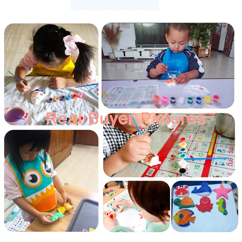 Children Plaster Painting Developmental Toys DIY Colorful Graffiti Drawing Craft Sets Kids Coloring Paint Material Tools Gifts