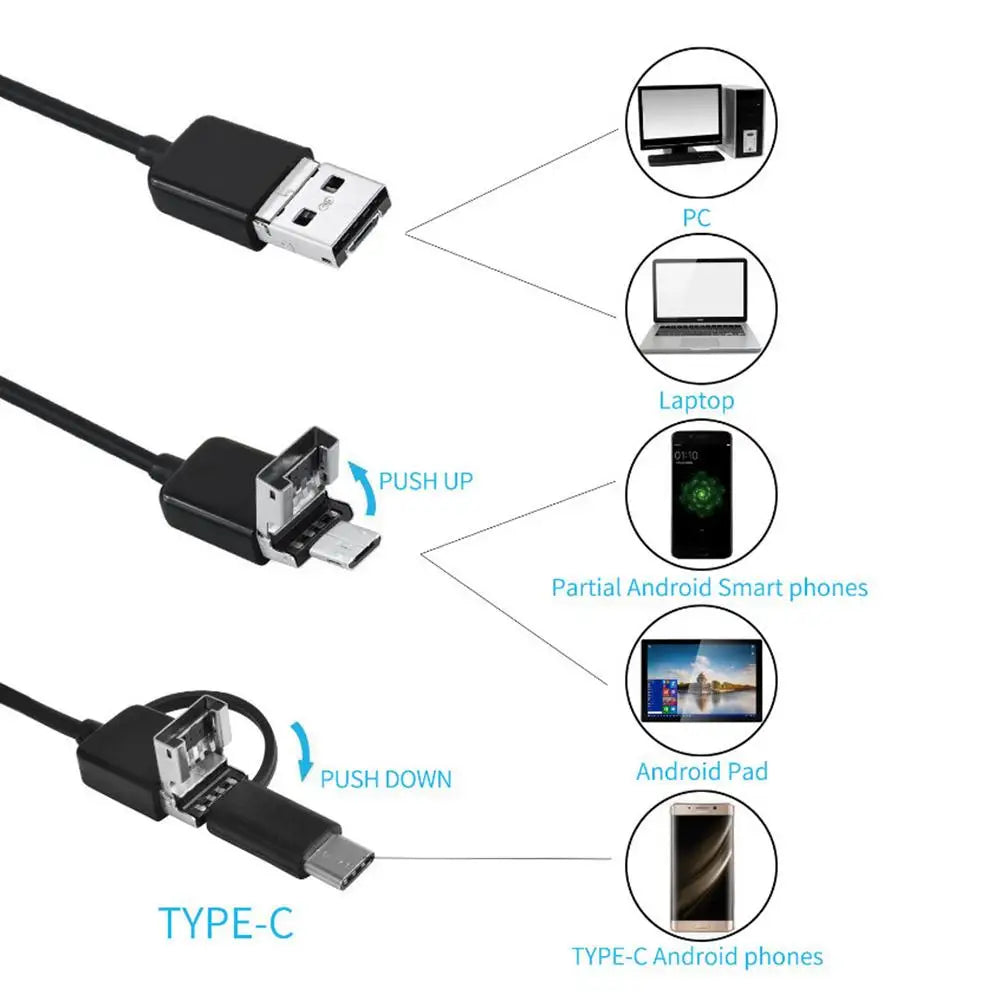 Mini USB Car Endoscope Camera Auto Parts Telescopic Inspection Mirrors Tools For Car Smartphone