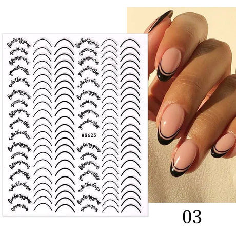 3D Silver Frame Nail Sticker Silver Bronzing Stripe Lines Sliders For Nails Tribal Pattern Decals Marble Blooming Nail Tattoos