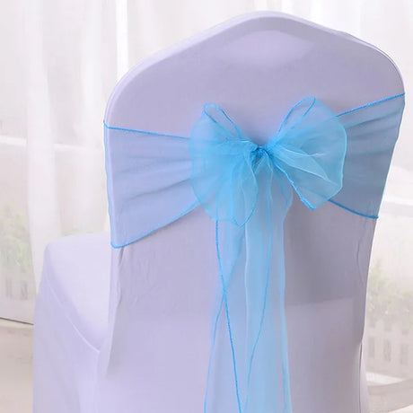 50/100pcs High Quality Sash Organza Chair Sashes Wedding Chair Knot Decoration Chairs Bow band Belt Ties For Banquet Weddings