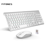 Russian version 2.4g wireless keyboard and mouse, ergonomics, portable full size, USB interface, high-end fashion silvery white