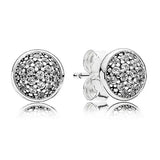 Original 925 Sterling Silver Round Sparkle Clear Sparkling Crown Stud Earrings For Women Wedding Gift Fashion Jewelry