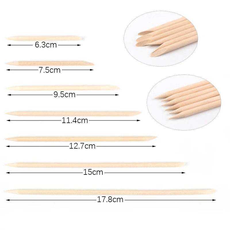 500Pcs/Pack Wooden Cuticle Pusher Remover Orange Stick Sticker Picker  Dual End Wood Manicure Dead Skin Removal Nail Care Tools