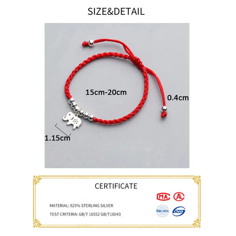 La Monada Elephant Charm Red Thread For Hand 925 Sterling Silver Bracelet Women Red String Rope Bracelets For Women Silver 925