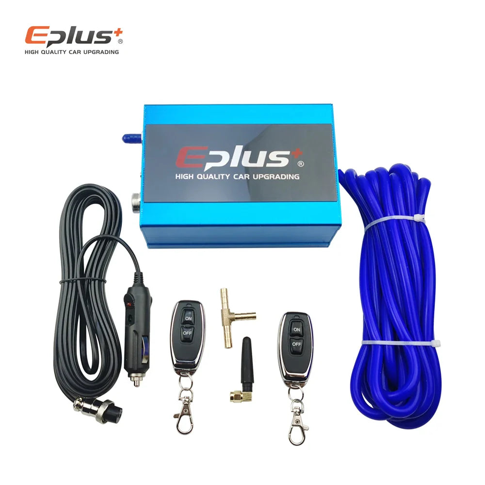 EPLUS Car Exhaust Pipe Vacuum Pump Variable Valve Mufflers Remote Control Stainless Steel Universal T Shape One In Two Out 63MM