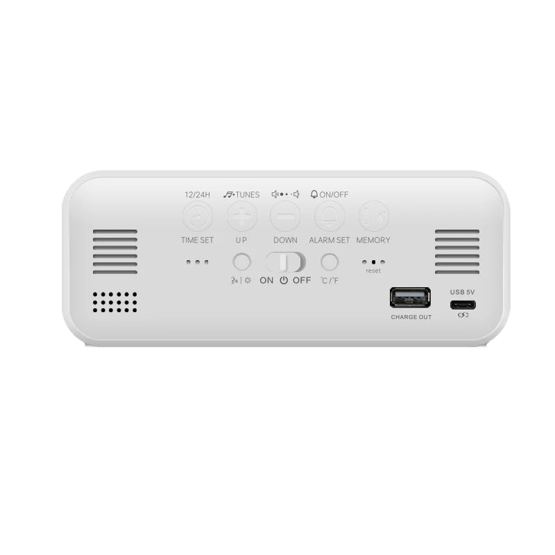 Music Alarm Clock Temperature Humidity Voice Control/Alaways On Table Clock Dual Alarm Wall  Rechargeable Digital LED Clocks