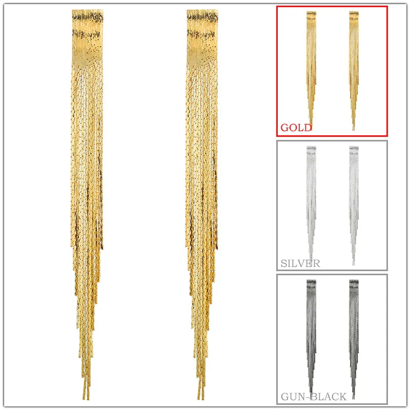 Baroque Long Tassels Dangle Earrings for Women Accessories Wedding Bride Big Water Drop Earring Fashion Jewelry Friendship Gifts