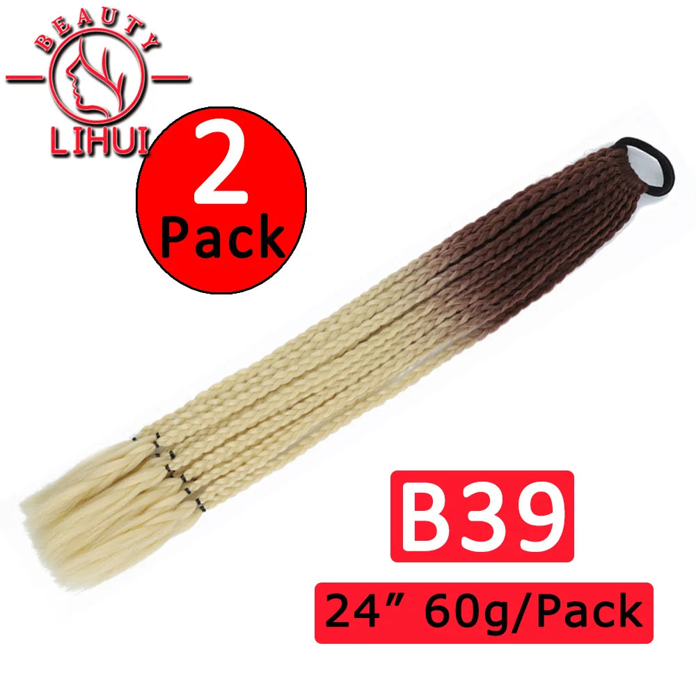 24Inch Synthetic Pontail Tail Hair Ombre Braiding Hair Jumbo Braid Same Color Crochet Hook Braids Hair Extension 2Packs