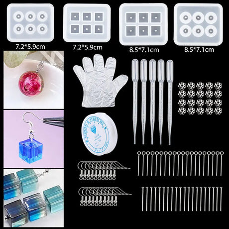 16 Styles Epoxy Casting Molds Set Silicone UV Casting Tools Kits Resin Casting Molds For Jewelry Making DIY Earring Findings