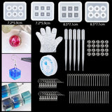 Resin Molds Silicone Kit with Epoxy Resin Supplies Dried Flowers Foil Flakes Necklace Cord Earring Hooks for DIY Jewelry Making