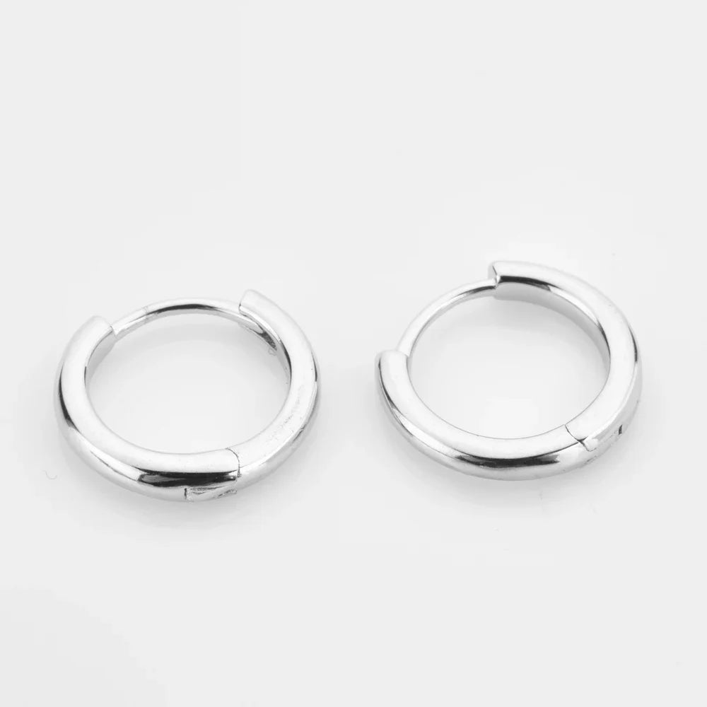 ANDYWEN 925 Sterling Silver Gold 5mm -12mm Plain Thick Huggies Size Circle Hoop Luxury Jewelry 2021 Women Wedding Gift Jewels