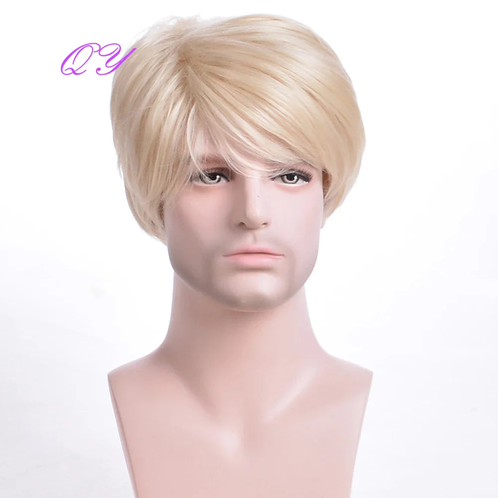 Synthetic Man Wigs  Black Short Curly For Men Wigs With High Temperature Fiber Daily Wear Curl Fashion Hairstyle Male Wig