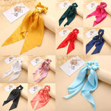 1PC New Women Scrunchie Ribbon Elastic Hair Bands Bow Scarf Solid Head Band for Girls Ladies Hair Ropes Ties Hair Accessories