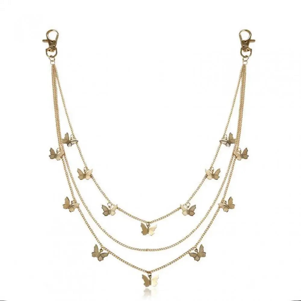 Double Layer Five-Pointed Star Pendants Waist Chain for Woman Butterfly Waist Chain Tassel Cool Girl' s Pants Decoration New