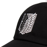 100% Cotton aot regiment Dad Hat embroidery Baseball Cap Women Men Snapback Black Shield Attack on Titan