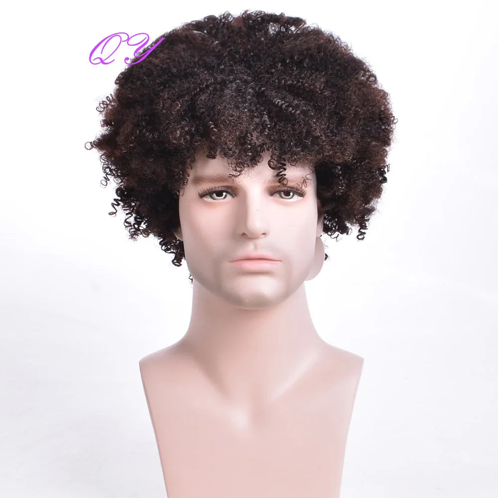 Synthetic Man Wigs  Black Short Curly For Men Wigs With High Temperature Fiber Daily Wear Curl Fashion Hairstyle Male Wig