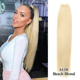 Real Beauty Straight Human Hair Magic Tie Ponytail 100% Remy Human Hair Wrap Around Ponytails Extension for Black Women