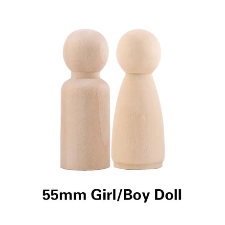 Wooden Doll Peg Baby Teether DIY Color Painting Peg Dolls Unfinished Wood Blank Male & Female Doll Bodies Decoration Toys