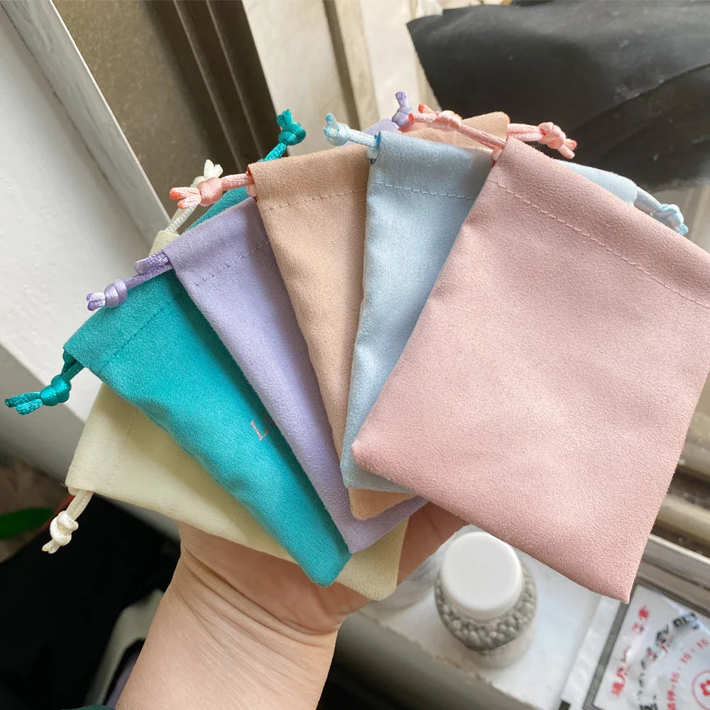 50pcs Flannel Jewelry Packaging Pouches Chic Purple Wedding Favor Gift Bag Velvet Drawstring Pouch for Cosmetic Makeup Eyelashes