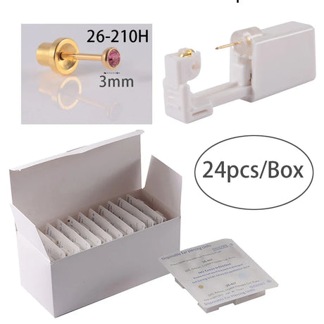 24pcs/Box NO PAIN Piercer Tool Machine Kit Stud Disposable Sterile Ear Piercing Unit Cartilage Tragus Helix Piercing Gun Jewelry