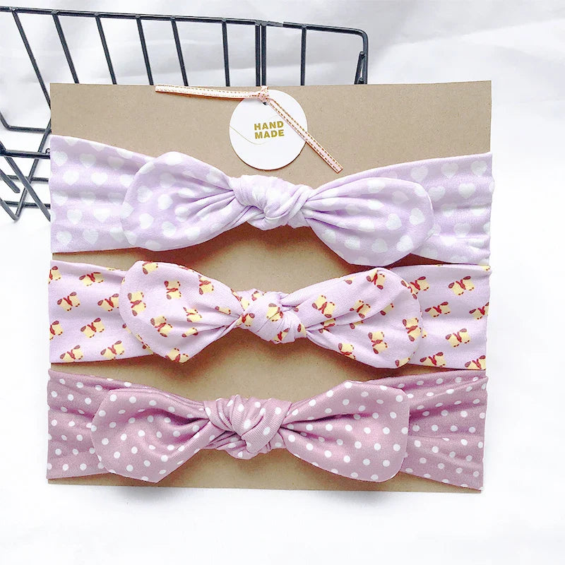 3pcs/lot Solid Nylon baby headband Bow Headbands For Cute Kids  Indian Turban Knot Rabbit Cotton Kids Hair Accessories