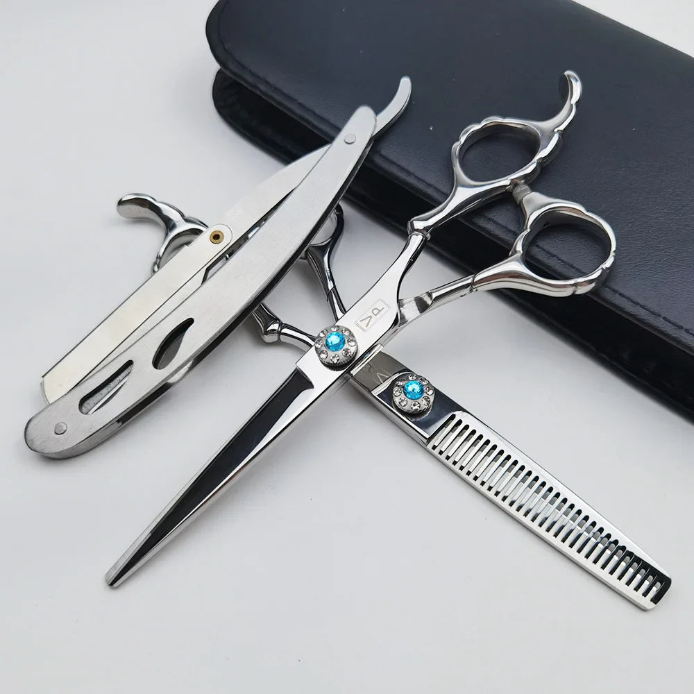 6.0 inch 17cm Professional hairdressing scissors Straight Shears Cutting and thinning tools Barber shop thinning scissors