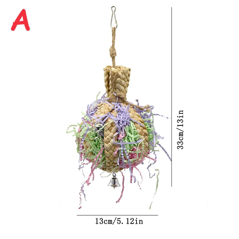 Parrot Shredder Toy Dry Anti-biting Parrot Cage Foraging Toy Chewing Toy with Bell Parrots Toys And Bird Accessories For Pet Toy