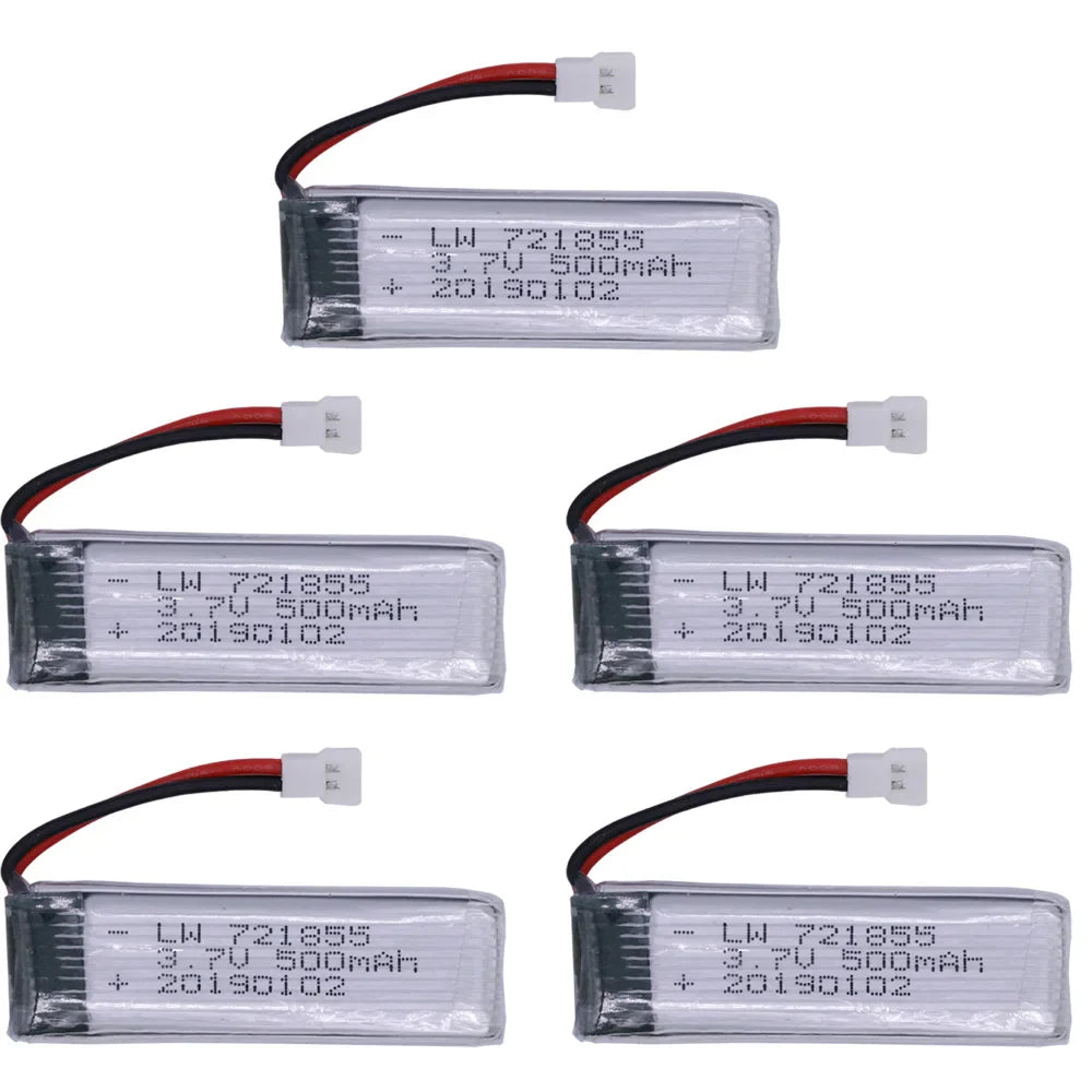 5PCS 3.7V 500mAh li-po Battery for H37 V966 V977 T37 X20 U815A U818 RC Quacopter Spare Parts Accessories 721855 XH2.54