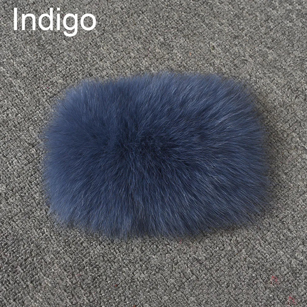 Winter Fashion Elastic Headband Fox Fur Headwear Racccoon Fur Women's Fluffy Real Fur Band S8300