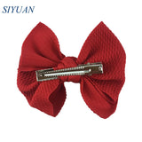 20pcs/lot High Quality 4.5'' Solid Seersucker Waffle Bow Knot with Clip Girl Party Headdress Accessories HDJ157