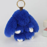 Cute Plush Bunny Keychain Women Fur Pom Pom Angel Rabbit Key Ring Hare Plush Dolls Toy Girls Bag Car Key Pendant Kids Xmas Gift