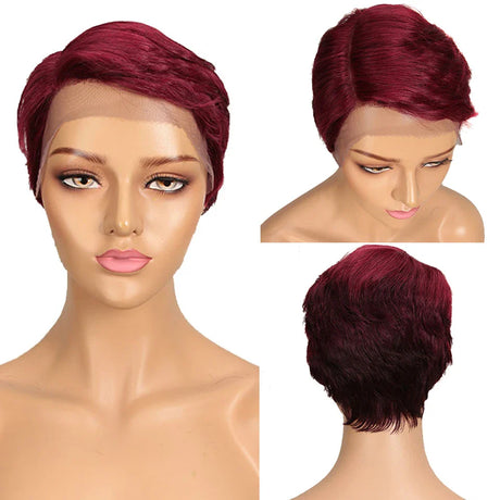 Trueme Short Pixie Cut Lace Wig Colored Brazilian Lace Front Human Hair Wigs Ombre Blonde Brown Part Lace Human Wigs For Women