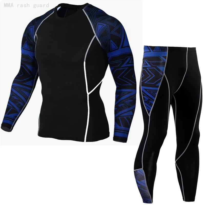 Winter Men's Long Underwear Set Warm Long T-Shirt Compression Shirt Leggings 2 Pieces Sportswear Base Layer Thermal underwear