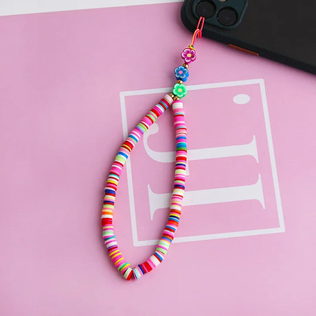 New Mobile Phone Chains Strap Lanyard Colorful Pearl Soft Pottery Rope Cell Phone Case Hanging Cord for Women Wholesale