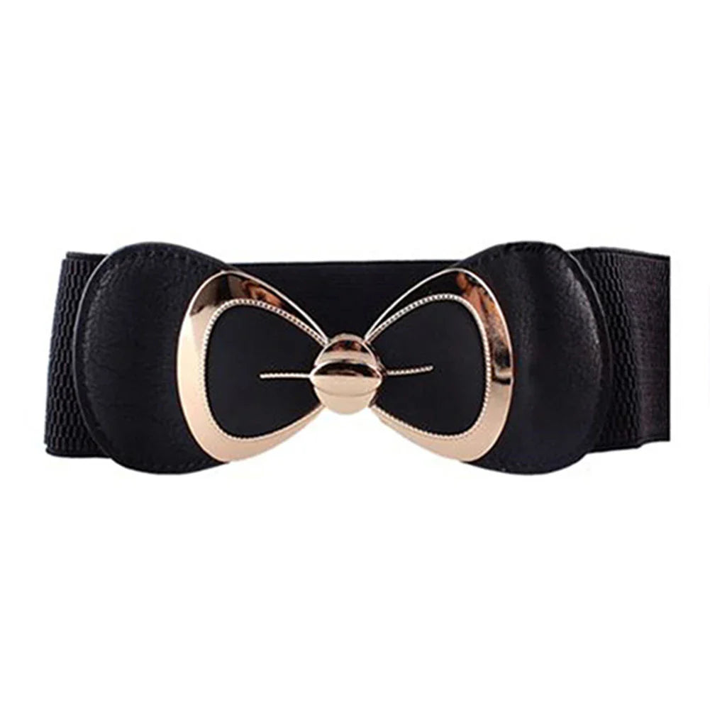 HOT SALES！！！New Arrival Women Bowknot Buckle Metallic Faux Leather Waistband Elastic Croset Waist Belt Wholesale Dropshipping