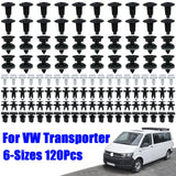 120PCS 6 Sizes Car Door Trim Panels Clips Auto Body Push Pin Rivet Interior Roof Carpet Retainer For VW Transporter T4 T5 T6