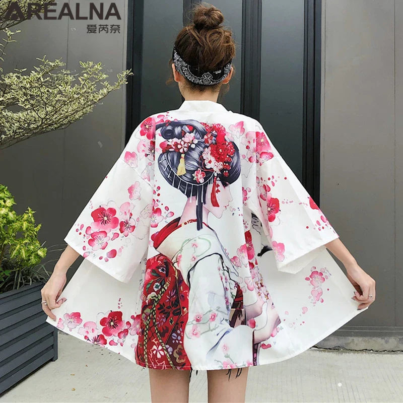 Japanese Kimono Traditional Clothing Crane Carp Anime Kimono Dress Shirts Women Samurai Haori Hombre Yukata Man Cardigan Shirt