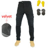 Moto Jeans UGB06 Motorcycle Winter Riding Velvet Jeans Snowmobile Riding Drop-resistant Cashmere Pants With Protective Gears ATV