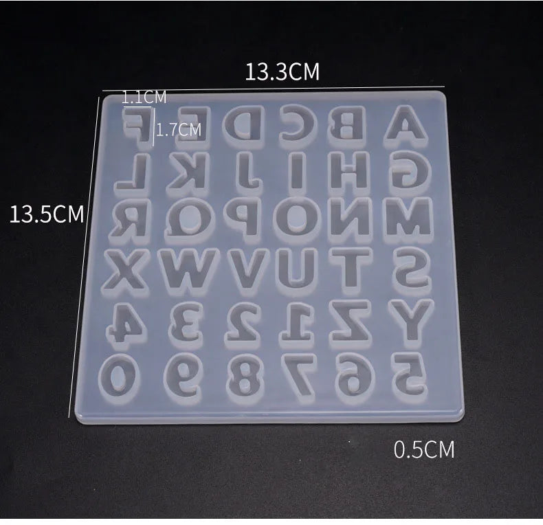 With Holes Alphabet & Number Resin Mould Letter A To Z Diy Necklace Pendant Silicone Molds for Uv Epoxy Resin Keychain