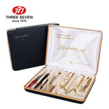 THREE SEVEN/777 Luxury Nail Clippers Trimmers Kit 14K Gold-plated Earpick/Nail file/Eyebrow clip 9 in 1 Nail Art & Tools Kits