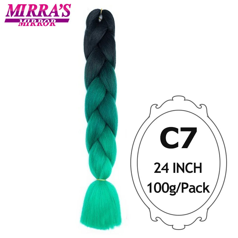 Jumbo Braiding Hair Extensions 24inch Ombre Hair For Braids 5Pcs Box Braid Yaki Texture Synthetic Fiber Fake Hair Mirra’s Mirror