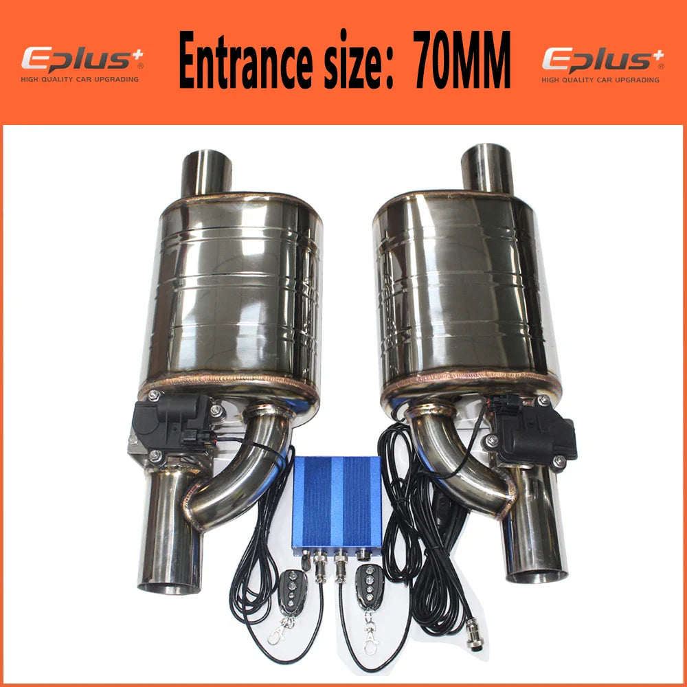 EPLUS 1 Pair 2pcs Car Exhaust System Electric Valve Control Exhaust Pipe Kit Adjustable Valve Angle Silencer Stainless Universal