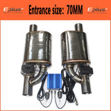 EPLUS 1 Pair 2pcs Car Exhaust System Electric Valve Control Exhaust Pipe Kit Adjustable Valve Angle Silencer Stainless Universal