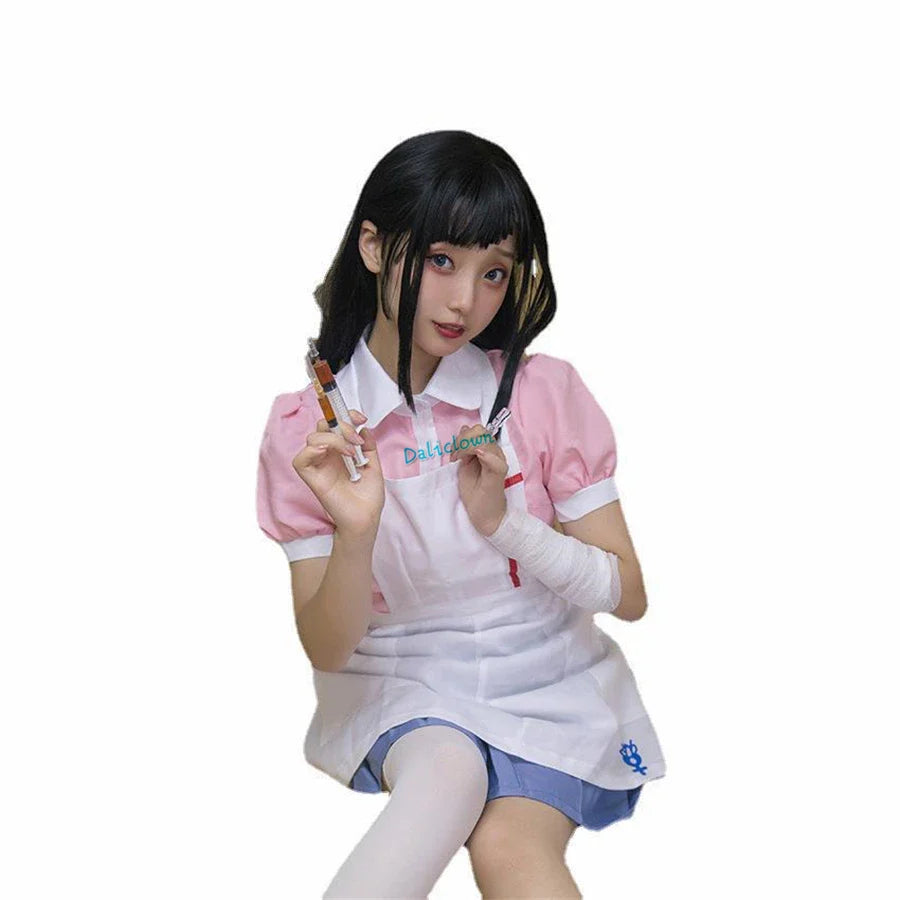 Danganronpa Mikan Tsumiki Cosplay Outfit With Wig Anime Halloween Despair Ultimate Nurse Uniform Maid Costume Full Set For Women